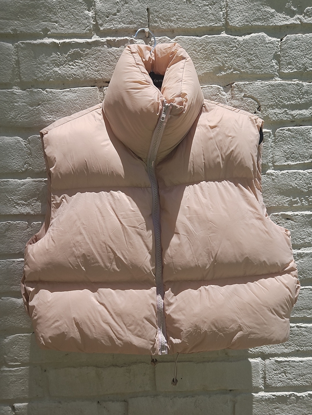 Amazon Tan/Pink Cropped Puffer Vest